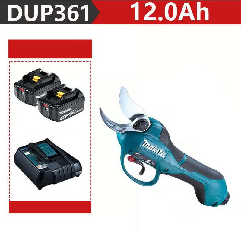 [Tesoura de poda MAKITA DUP361PT2 3000 W + duas baterias de 12,0 Ah 96 V + carregador] 24 horas de duração da bateria